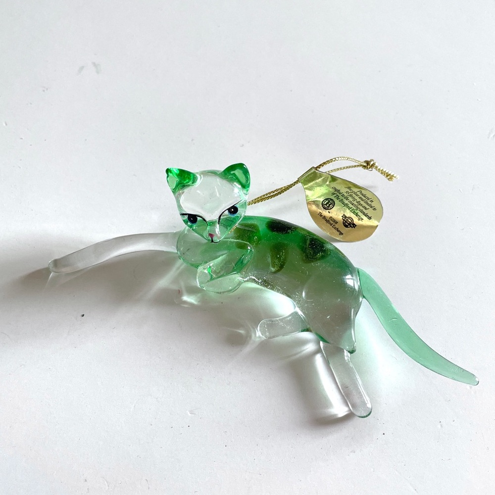 Bradford Exchange Glass Cat Ornament Envy Green Cat-itudes Art Figurine 2008⁠